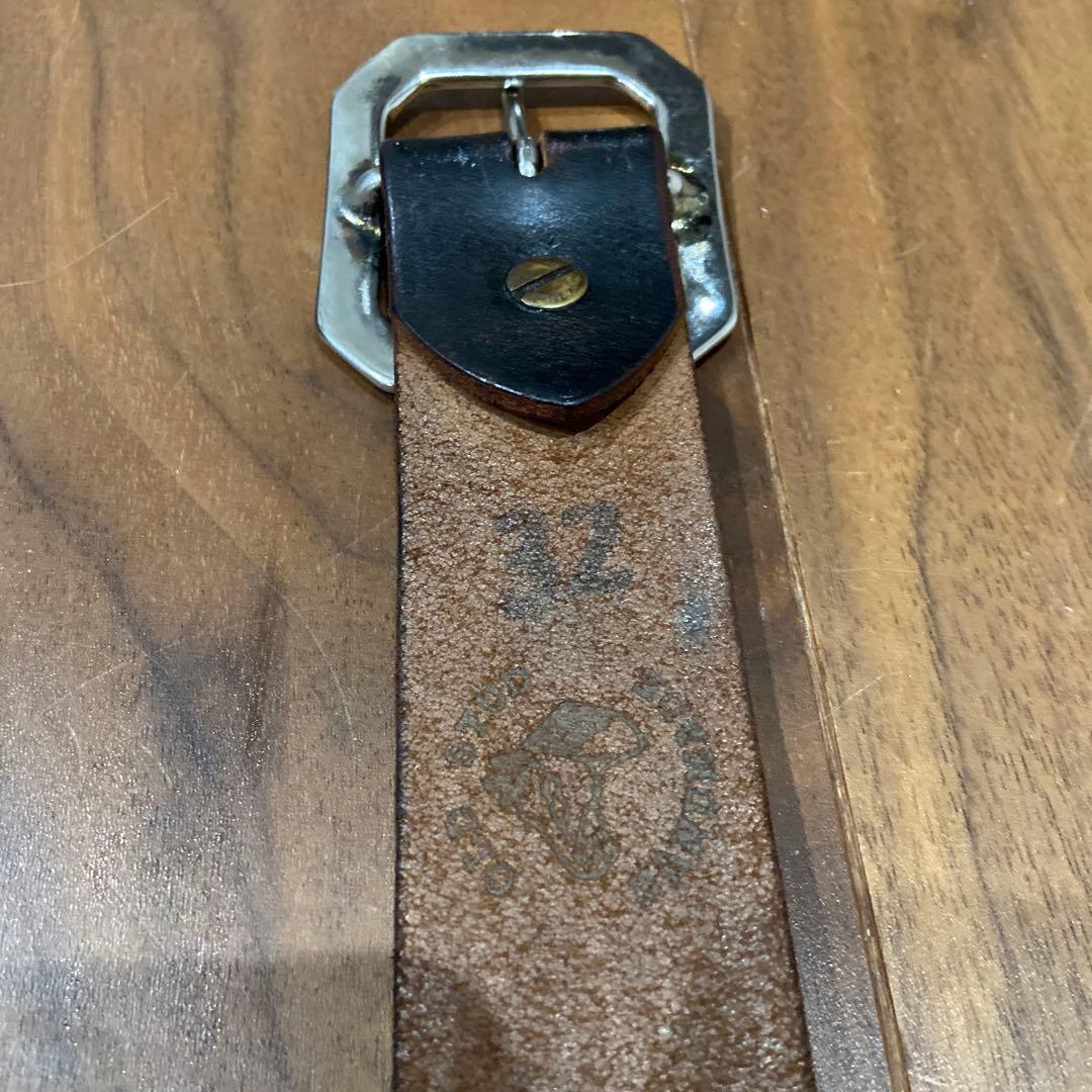 OLD STUD プレーンレザーベルト ブラックレザー 32inch HTC