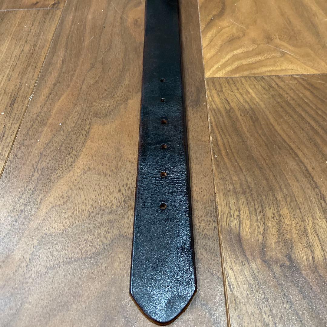 OLD STUD プレーンレザーベルト ブラックレザー 32inch HTC