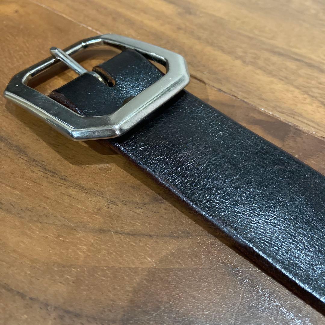 OLD STUD プレーンレザーベルト ブラックレザー 32inch HTC