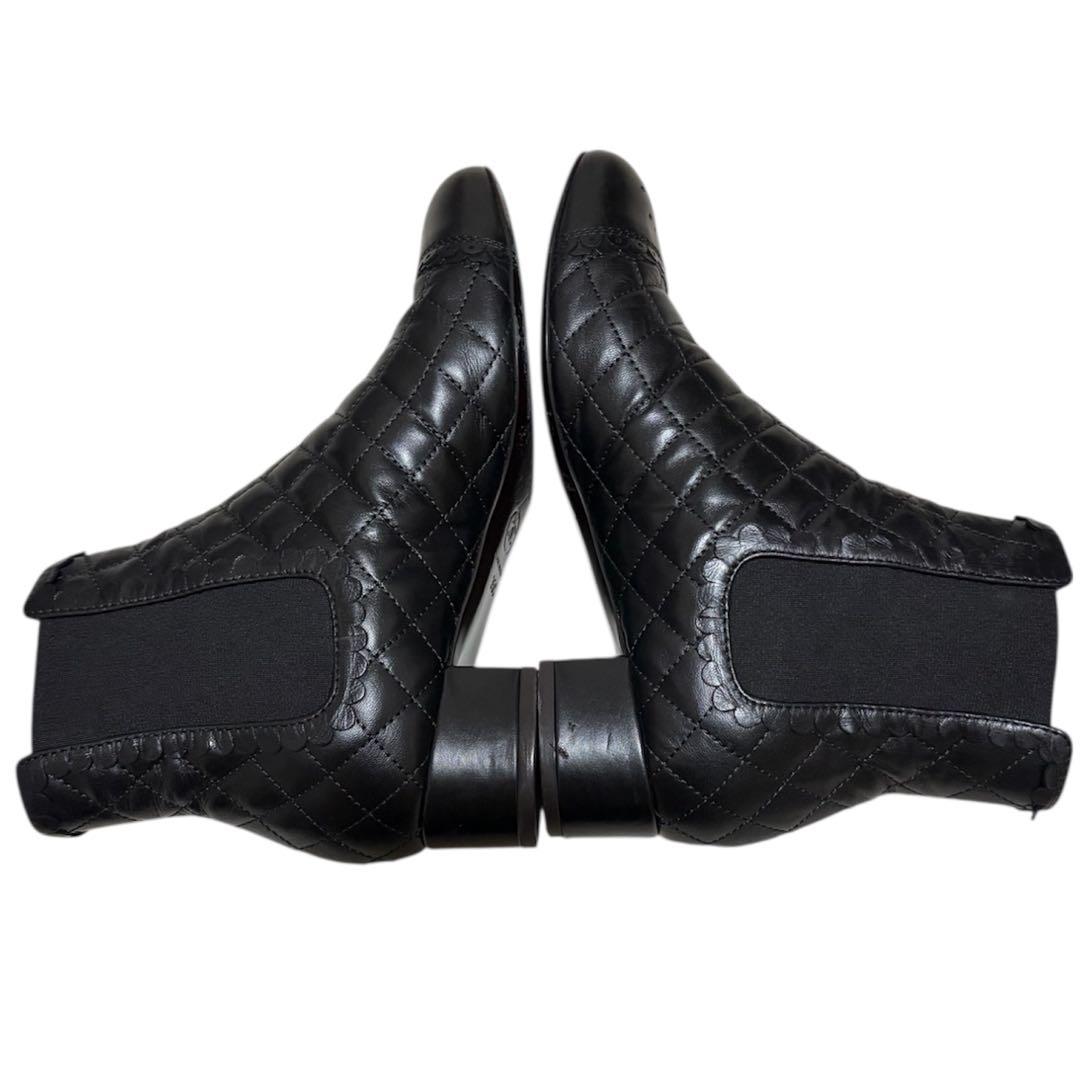 CHANEL シャネル マトラッセ サイドゴアブーツ 35C 黒 ブラック 美品