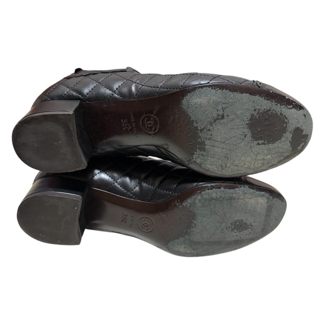 CHANEL シャネル マトラッセ サイドゴアブーツ 35C 黒 ブラック 美品