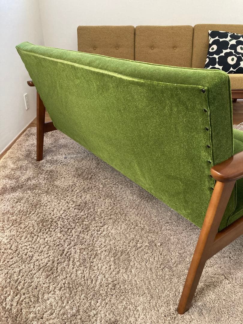 【ミクリ】カリモク60 kチェア 2シーター　モケットグリーン