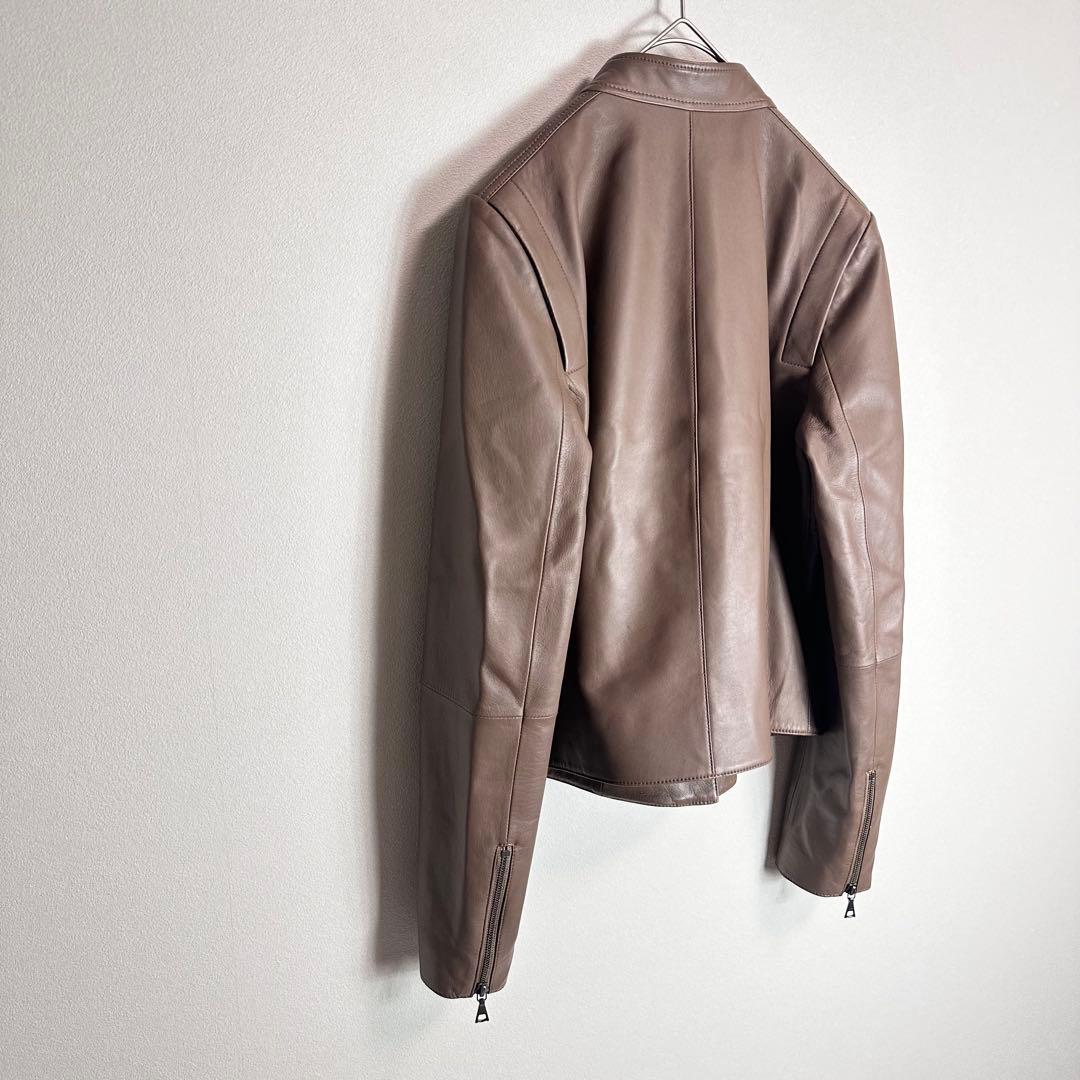 【極美品】セオリー　シングルライダースジャケット　ラムレザー　羊革　ブラウン　S