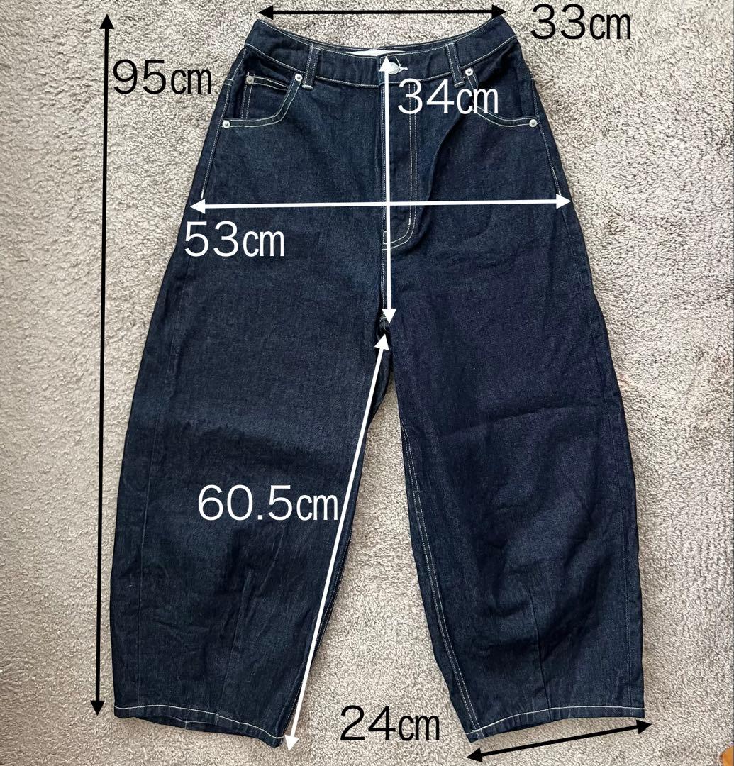 美品　MidiUmi ハイウエスト カーブデニム インディゴ　ワイド　現行販売