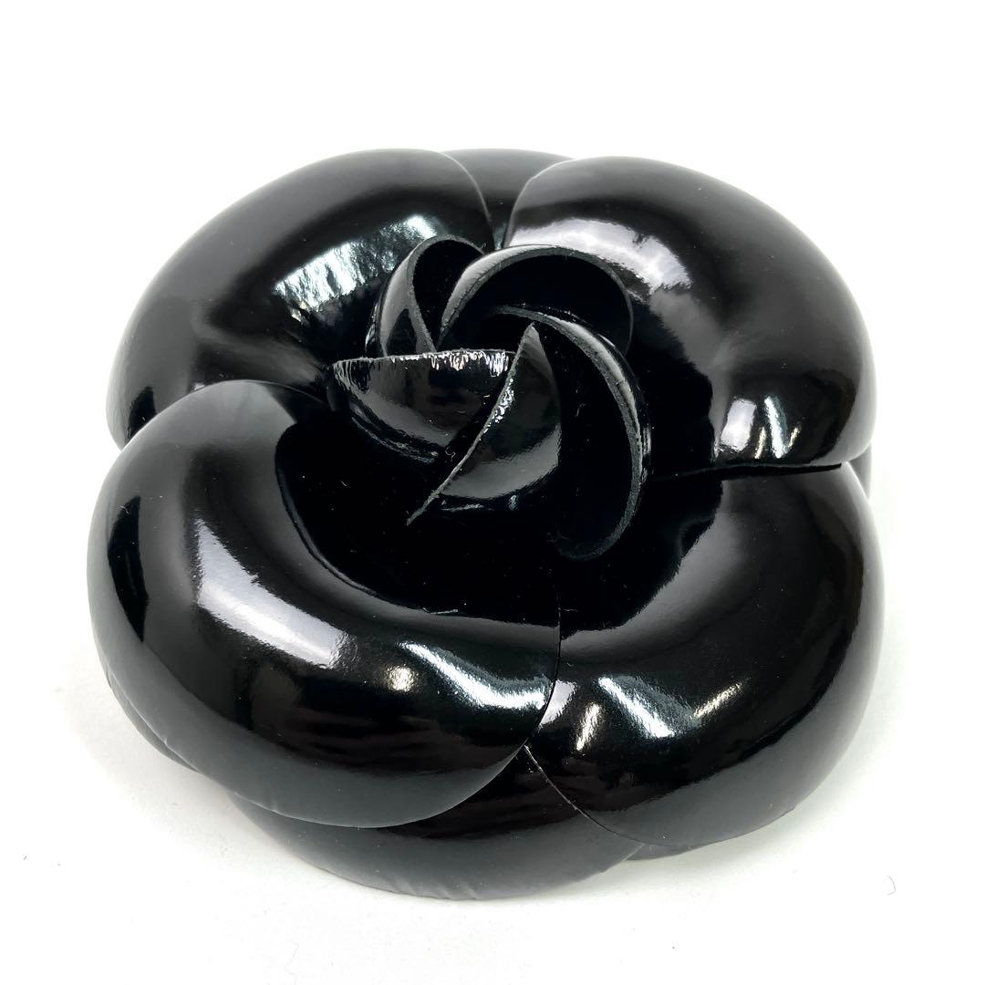 CHANEL カメリア コサージュ ブローチ シャネル エナメル ブラック 黒