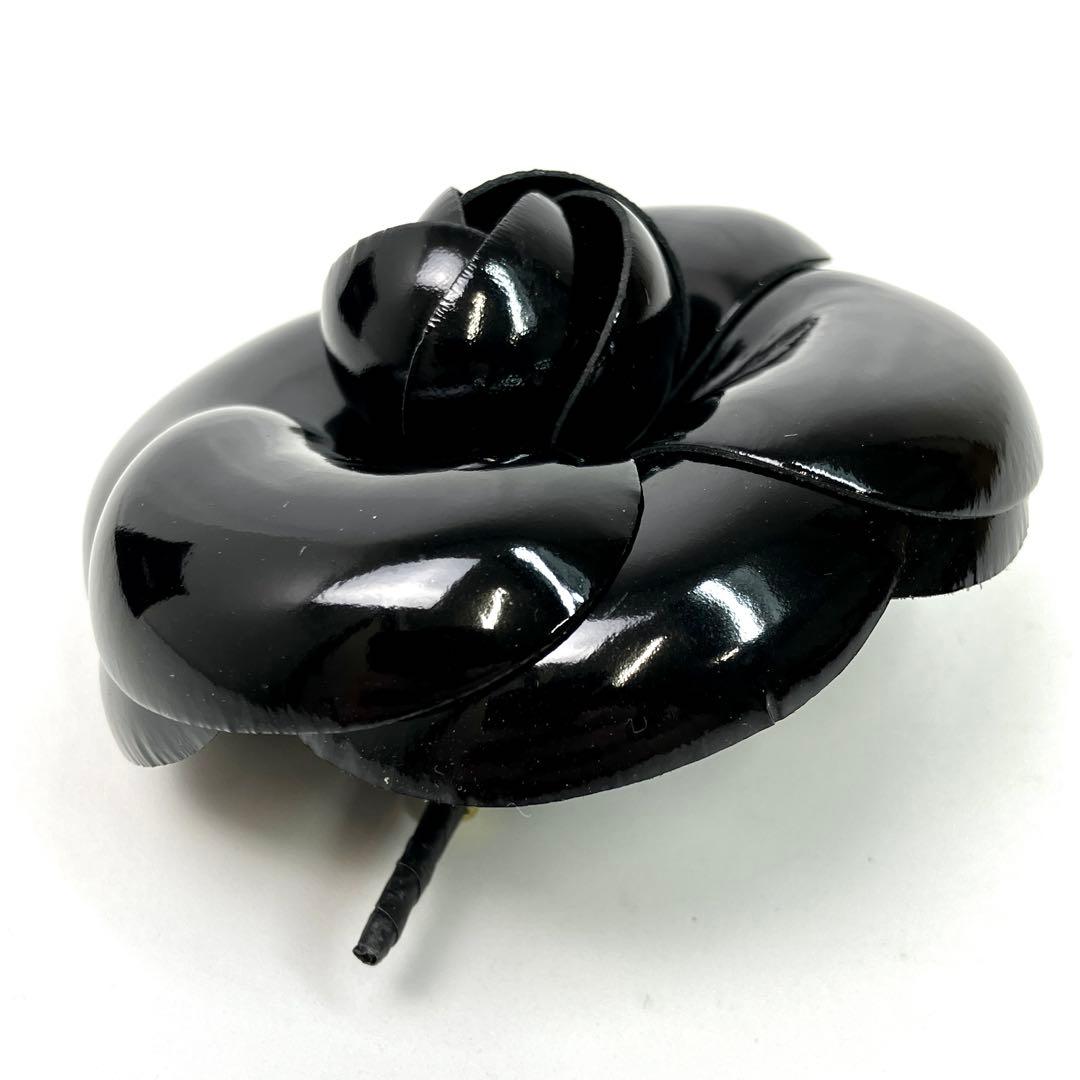 CHANEL カメリア コサージュ ブローチ シャネル エナメル ブラック 黒