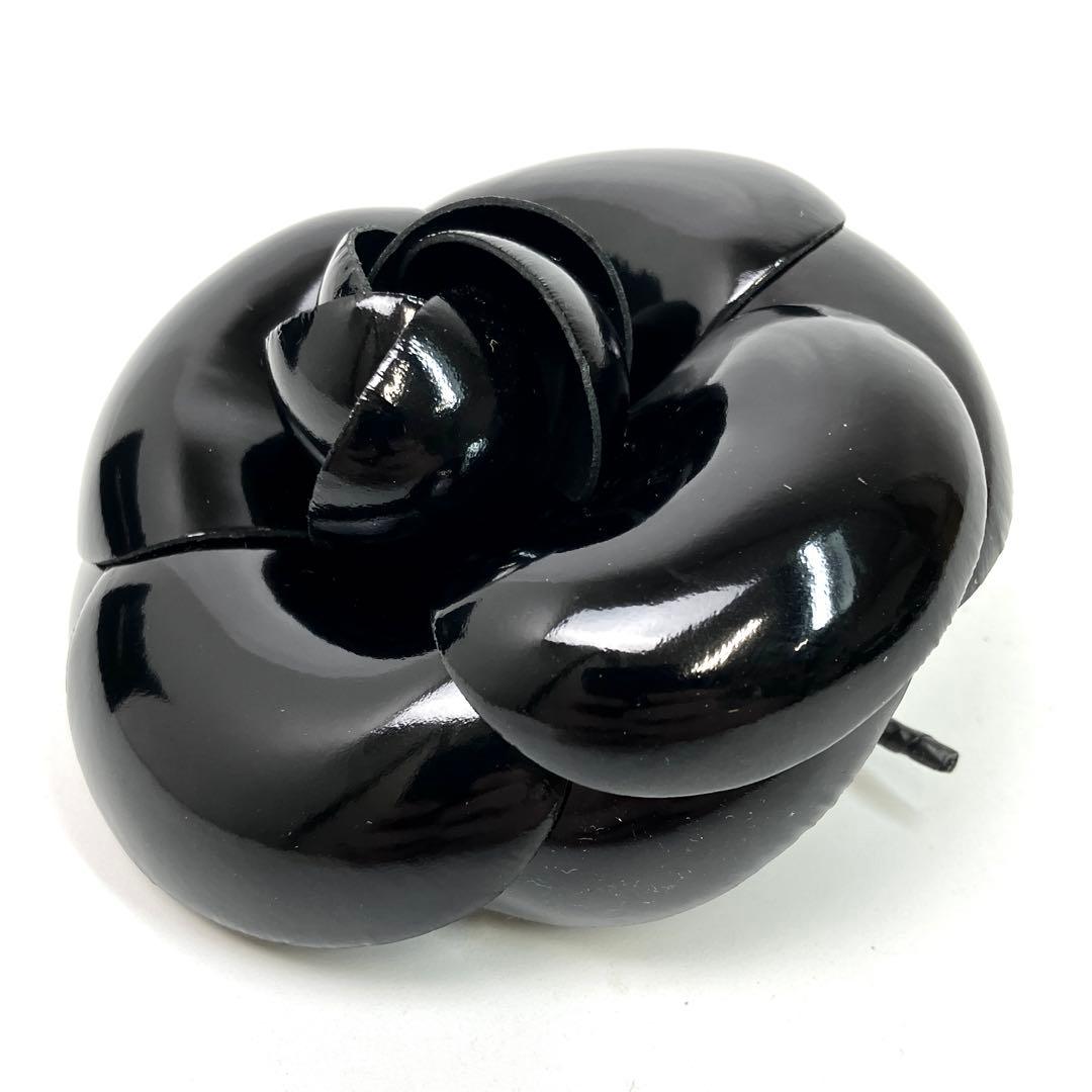 CHANEL カメリア コサージュ ブローチ シャネル エナメル ブラック 黒