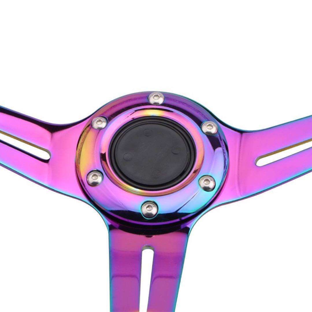 青 3スポーク ステアリングホイール 14インチ