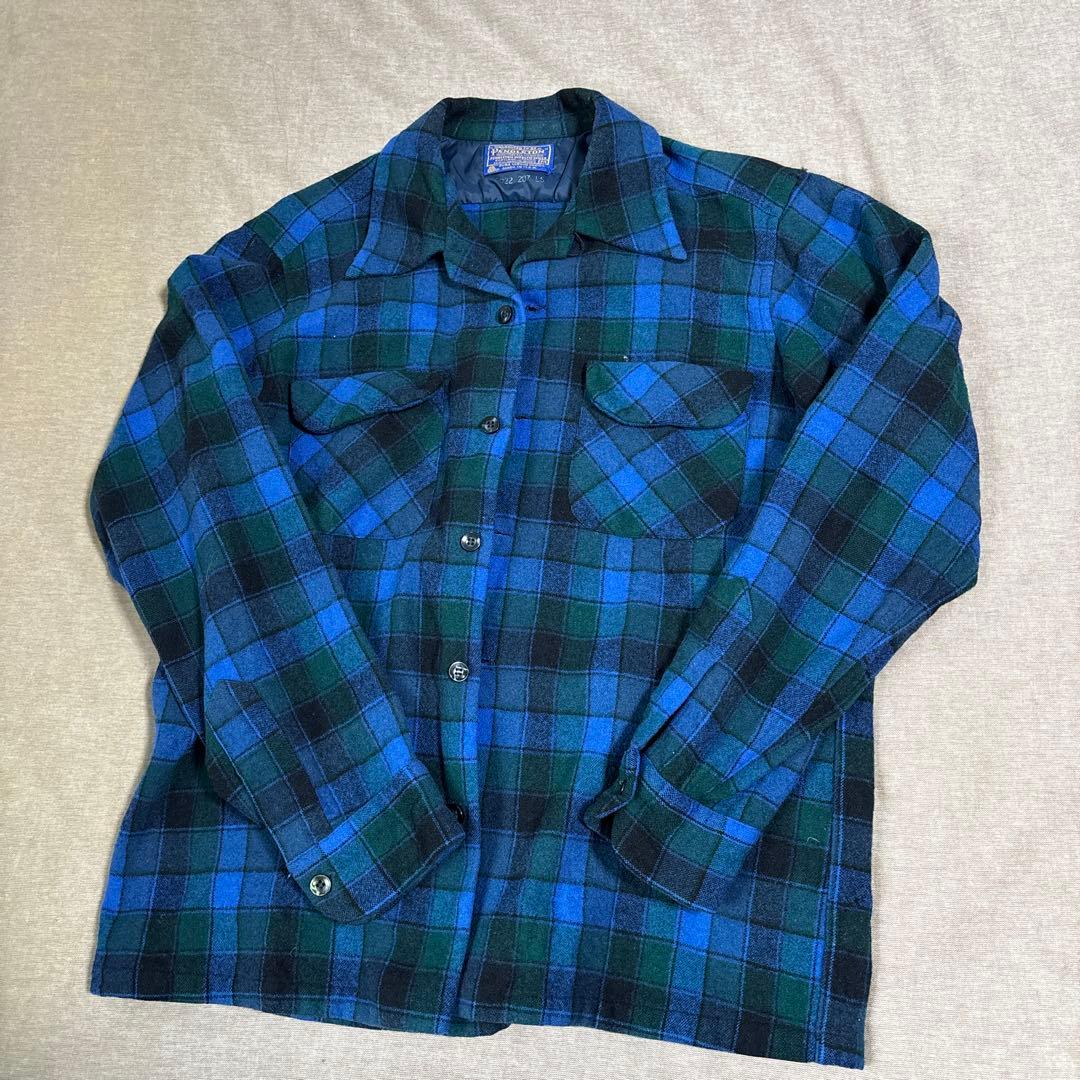 Pendleton Mサイズ ネルシャツ 青緑チェック