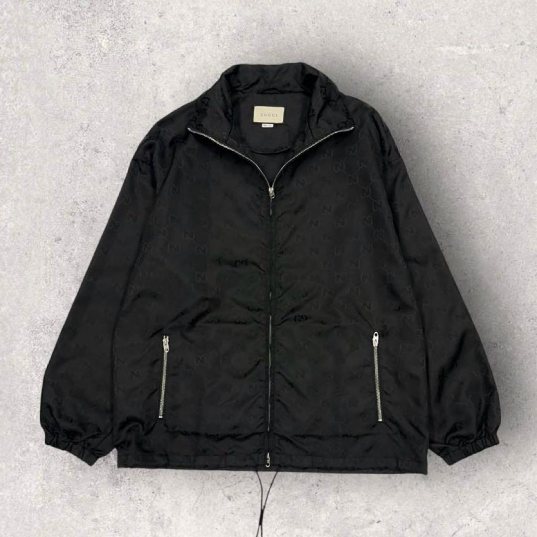 11963【美品・現行モデル】グッチ　ジャンボGG 総柄ナイロンジャケット　黒