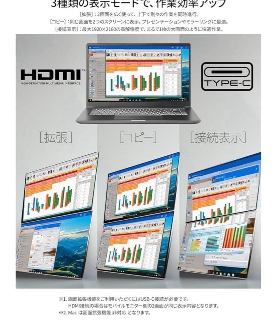 JAPANNEXT 23.8インチ IPSパネルx2搭載 フルHD