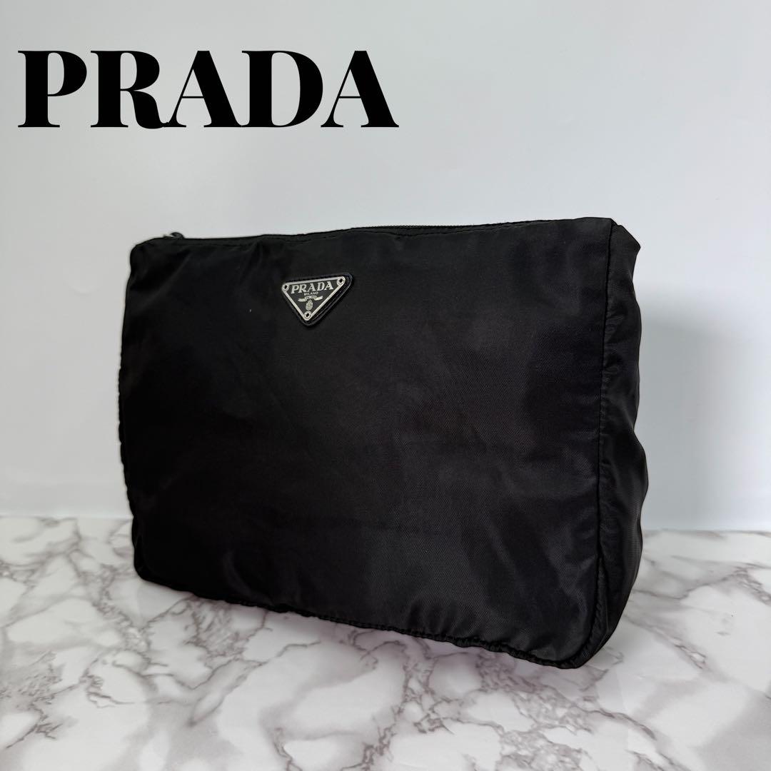 PRADA プラダ ポーチ ボディーバック ナイロン カーキ 三角プレート