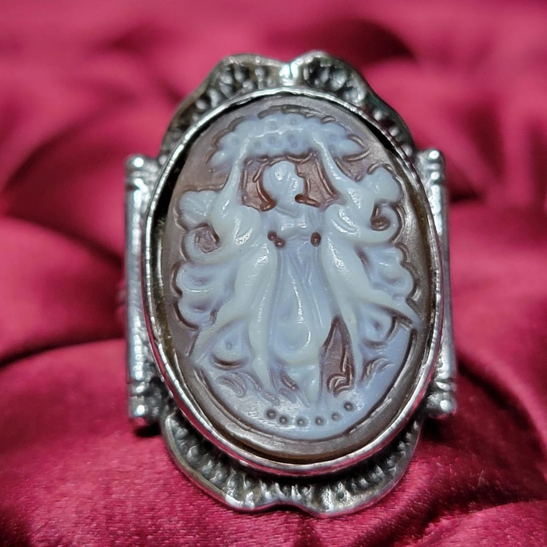ビンテージ 三女神のカメオミューズシルバーリング シルバー925 約14号