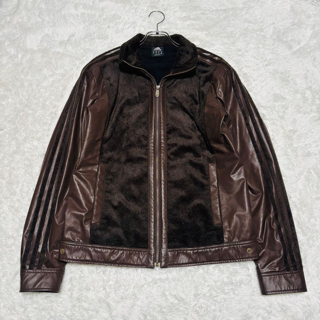 希少 00s y2k アディダス トラックジャケット 異素材 切替 ブラウン