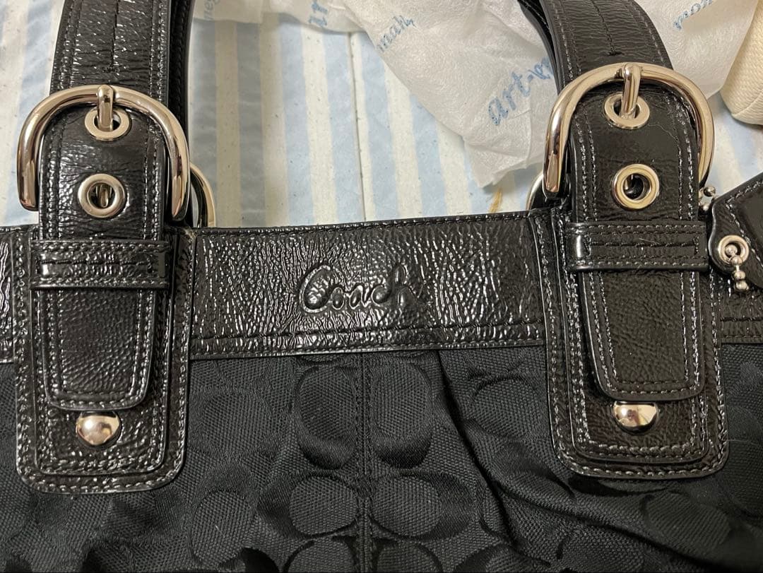 R*a様 COACH ブラックレザー　トートバッグ