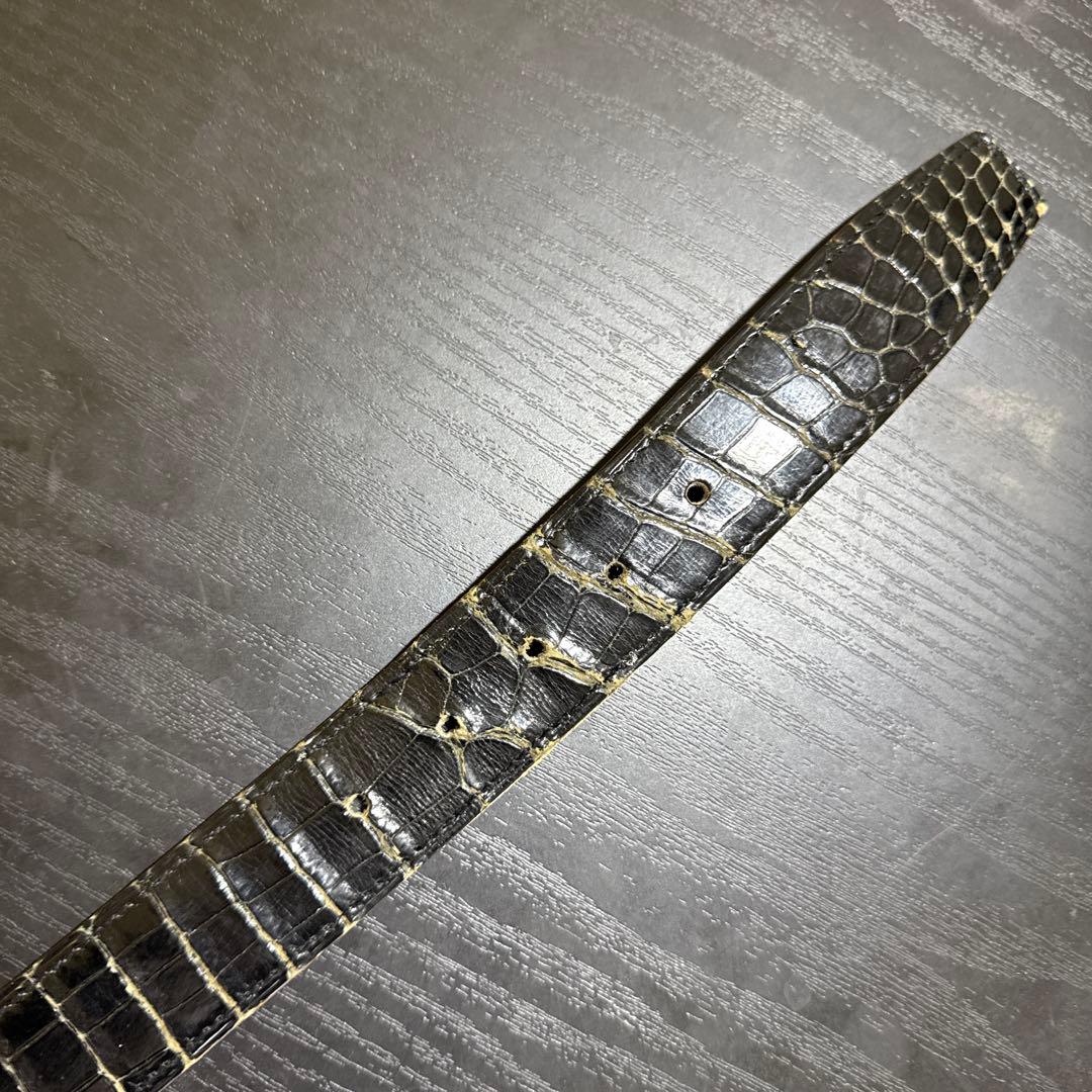 HERMES エルメス　クロコダイルベルト85 ゴールド/ブラック　ビンテージ