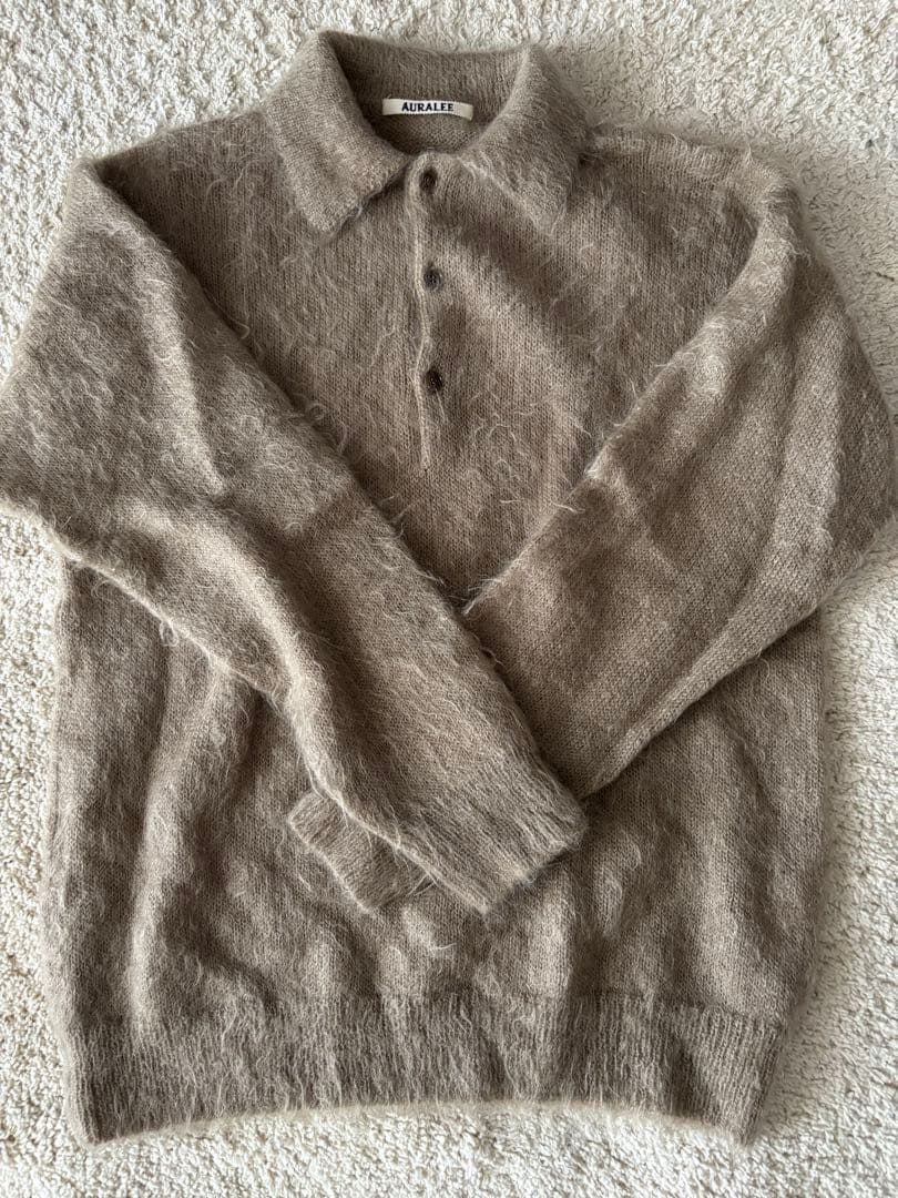 トップス BRUSHED SUPER KID MOHAIR KNIT POLO
