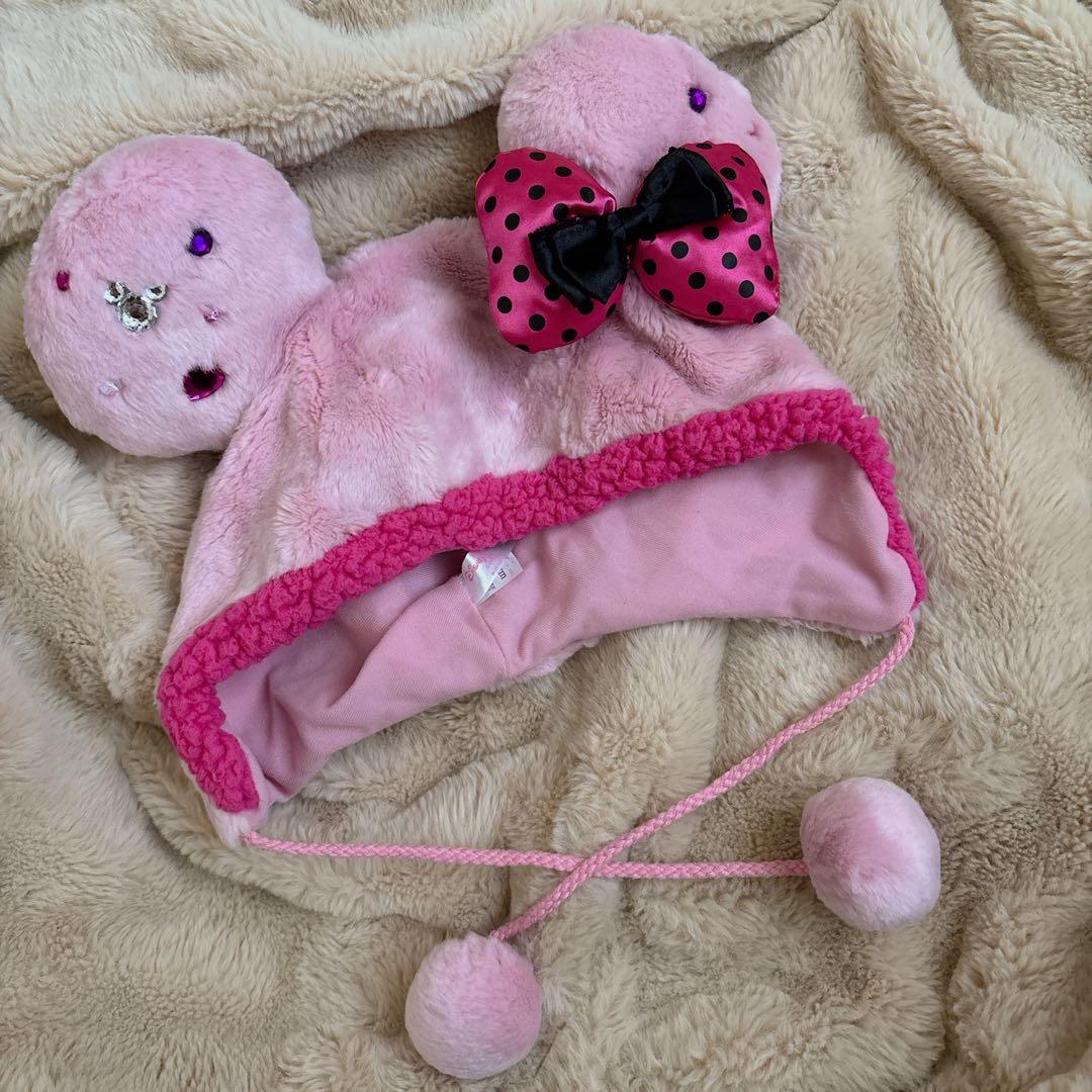 ミニービジュー付きピンク ファンキャップ