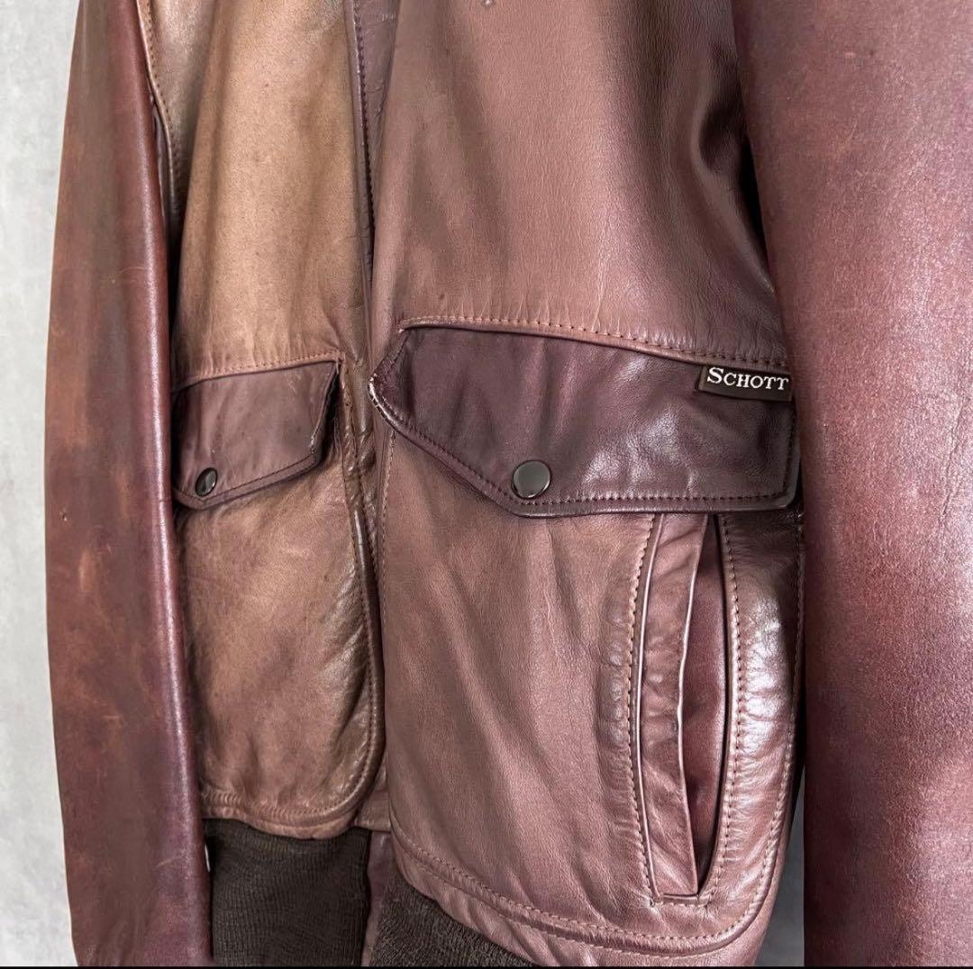 80s schott A-2 フライトジャケット ブラウン