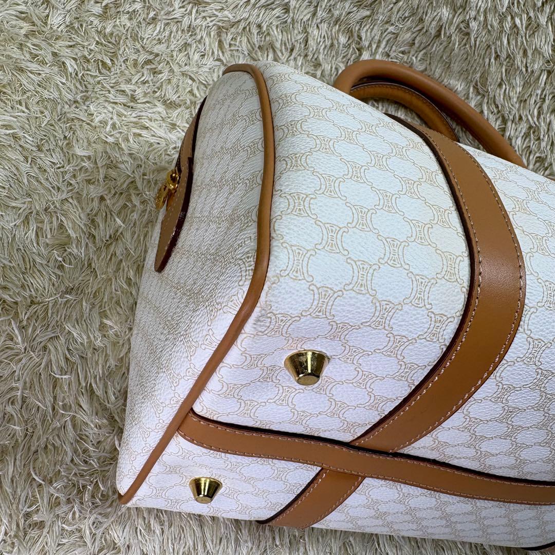 セリーヌ　ホワイト　マカダム　ボストンバッグ　ハンドバッグ