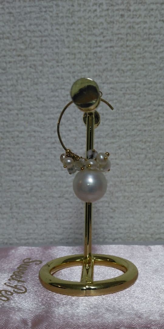 【※希少大粒パール】セミバロックパール15㎜ 全長3.8㎝ 12石フープ2.3㎝