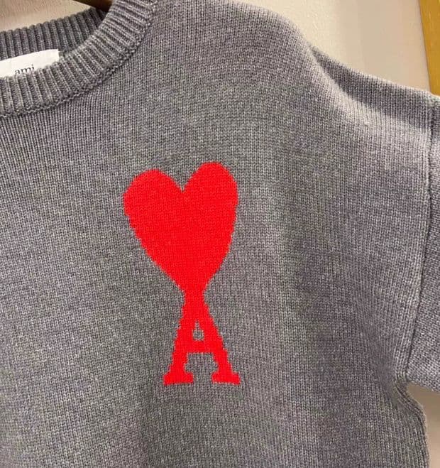 Ami paris グレー ニットセーター ハート A刺