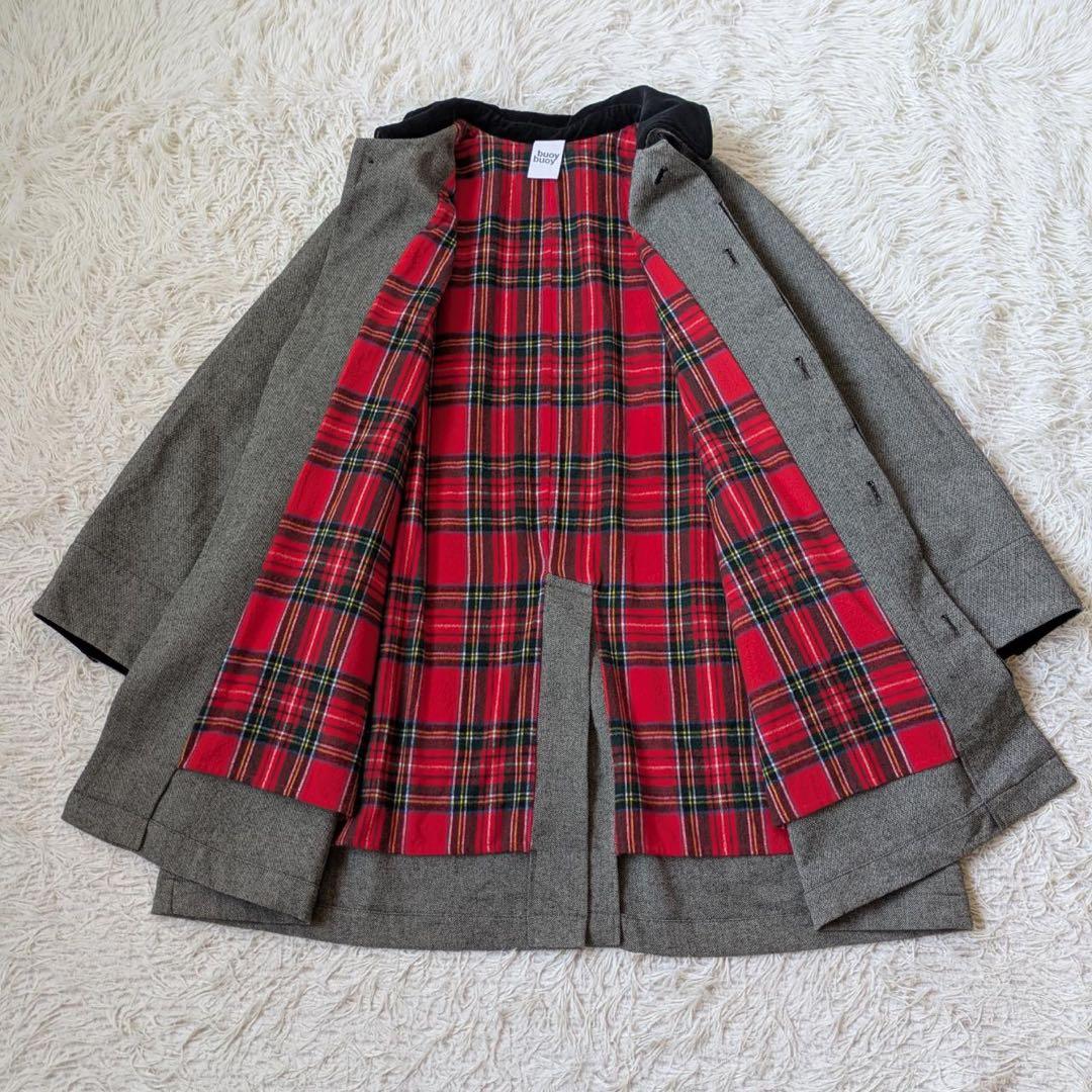 buoy buoy/ブイ　ステンカラーコート　裏地ネルチェック　サイズFree