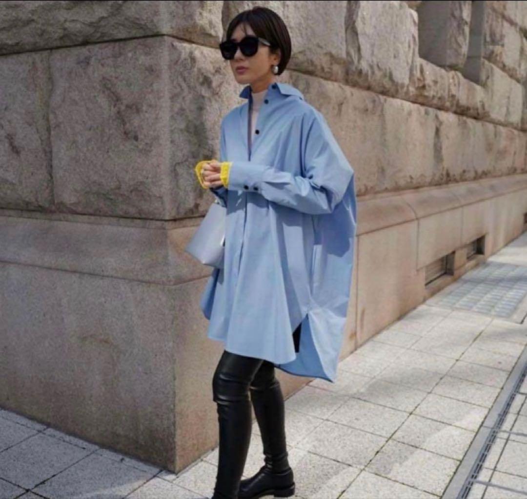 MACHATT ライトブルー オーバーサイズ シャツ