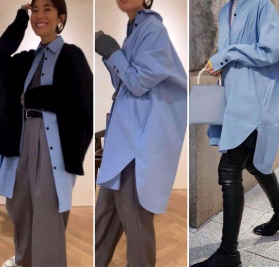 MACHATT ライトブルー オーバーサイズ シャツ