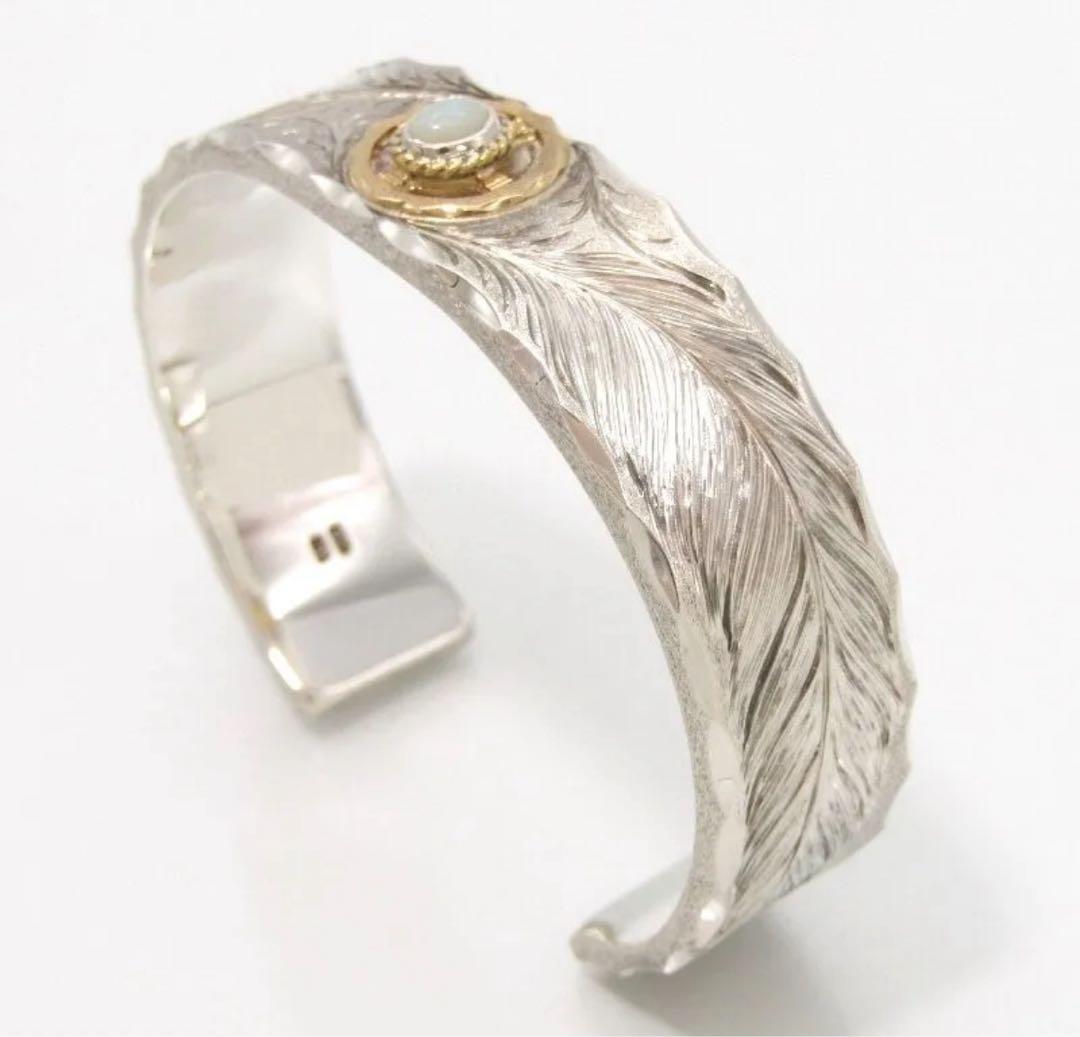 Studio Matilda バングル フェザー K18幅15mm 希少Mサイズ