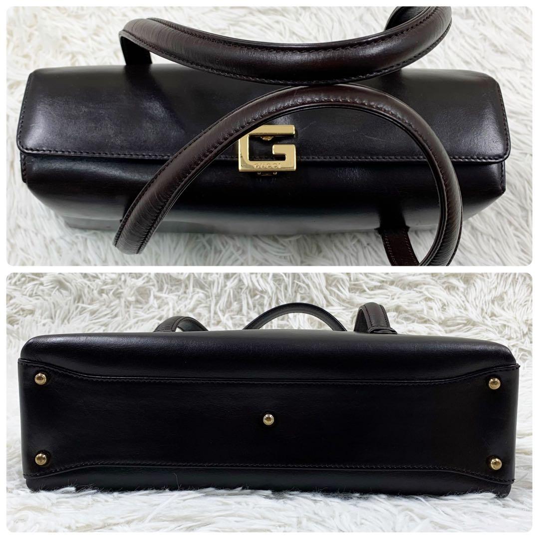 【✨極美品✨】グッチ ミニボストンバッグ レザー G金具 ブラウン