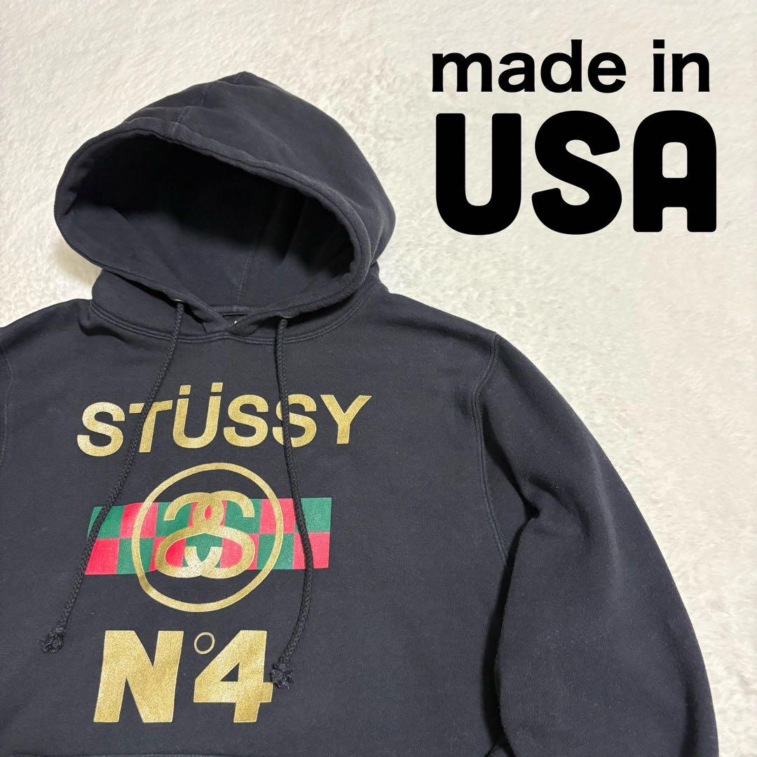 オールドSTUSSY プルオーバーフーディ S アメリカ製 復刻不可能柄 激レア