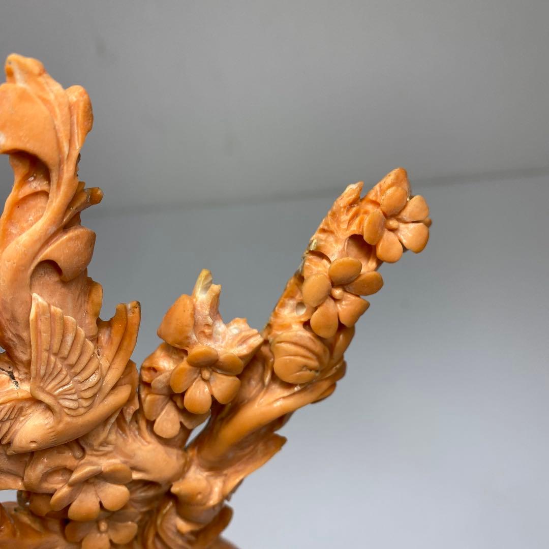 極太赤珊瑚置物　台込高さ23㎝/453g 東Y7-0312☆2F