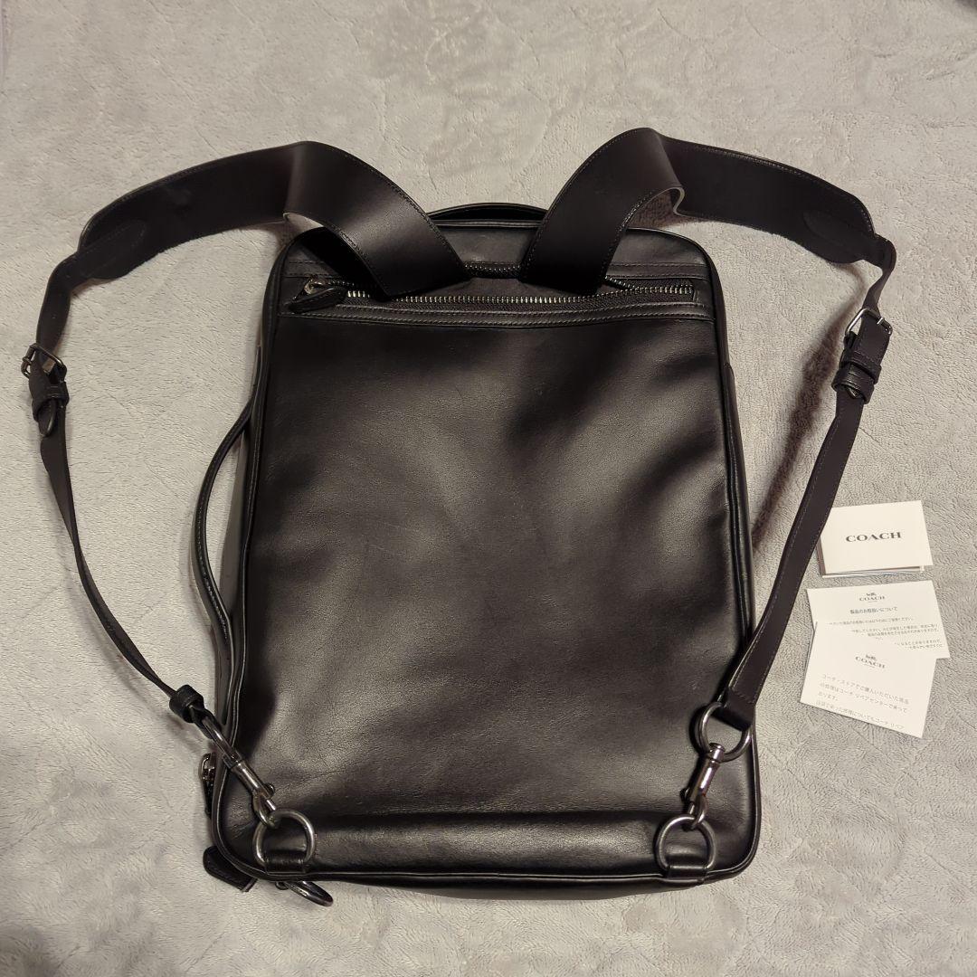 【使用回数5日】COACH ブラック レザービジネスバッグ リュック紐収納可