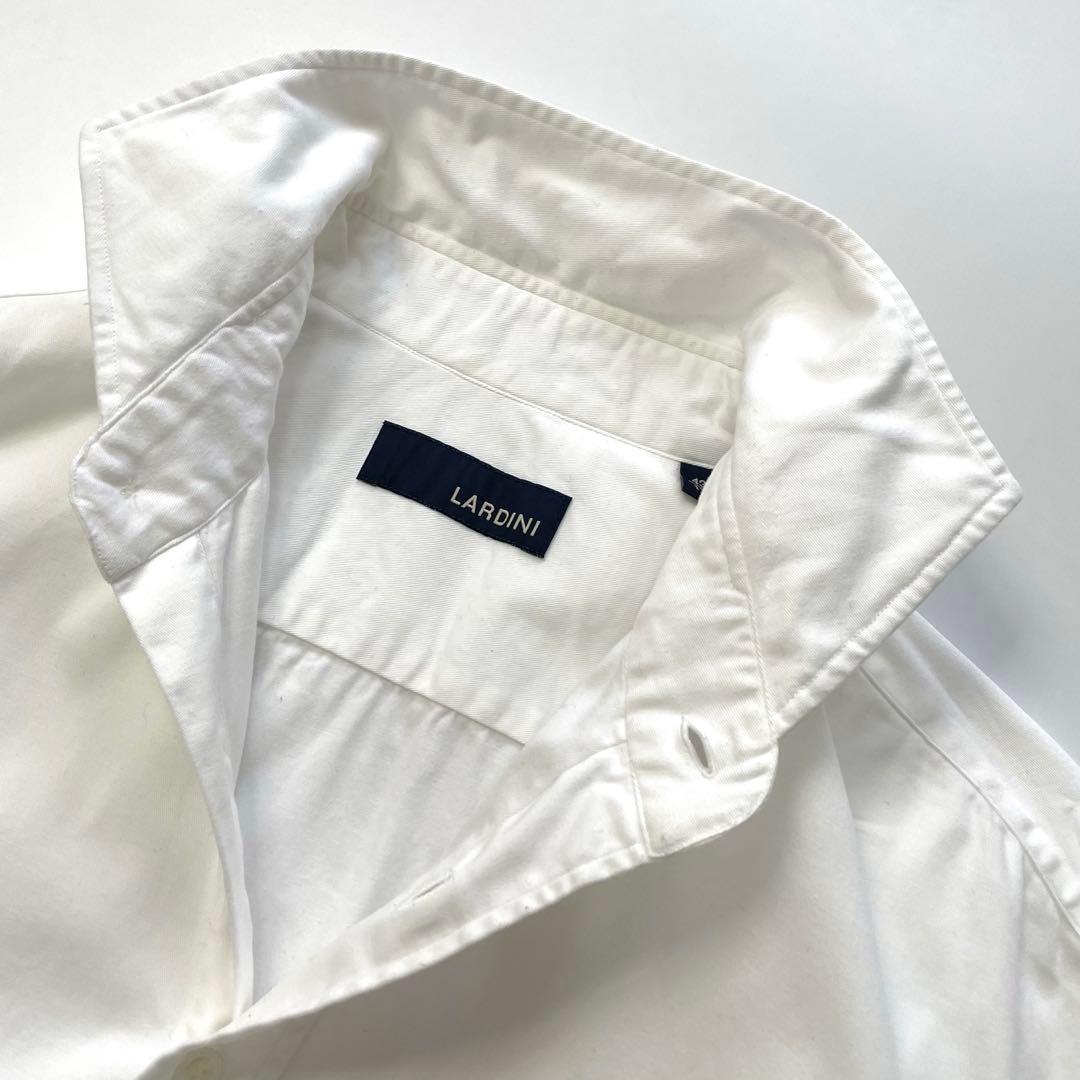 LARDINIラルディーニ ホリゾンタルカラーシャツ ブートニエール 43 白