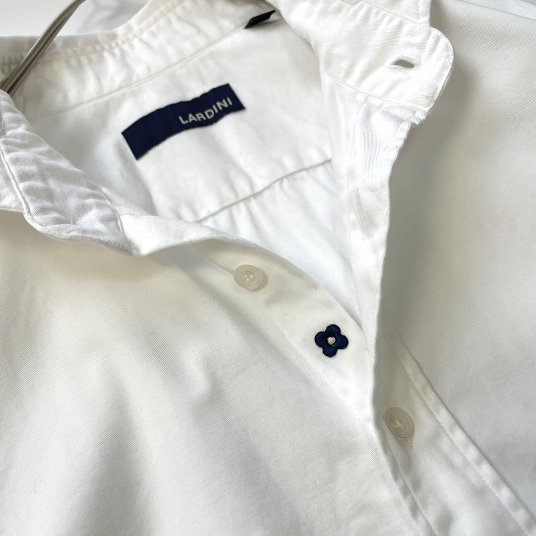 LARDINIラルディーニ ホリゾンタルカラーシャツ ブートニエール 43 白
