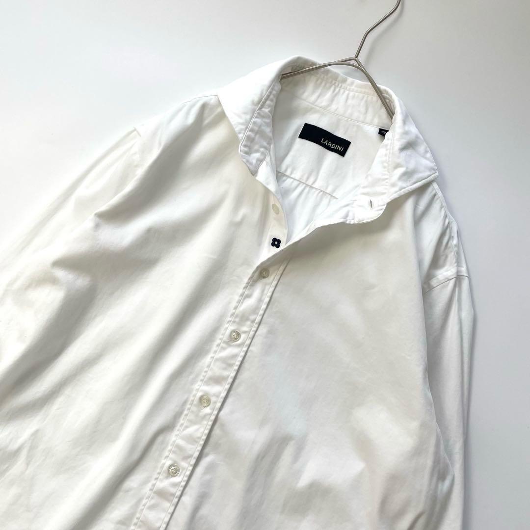 LARDINIラルディーニ ホリゾンタルカラーシャツ ブートニエール 43 白