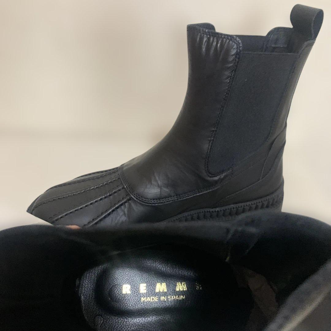 REMME新品ブラック レザー サイドゴアブーツ