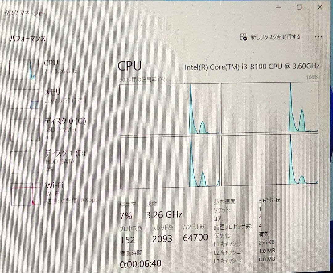 Windowsデスクトップ esprimo D588/i3-8100/SSD256GB/8GB/Wi-Fi