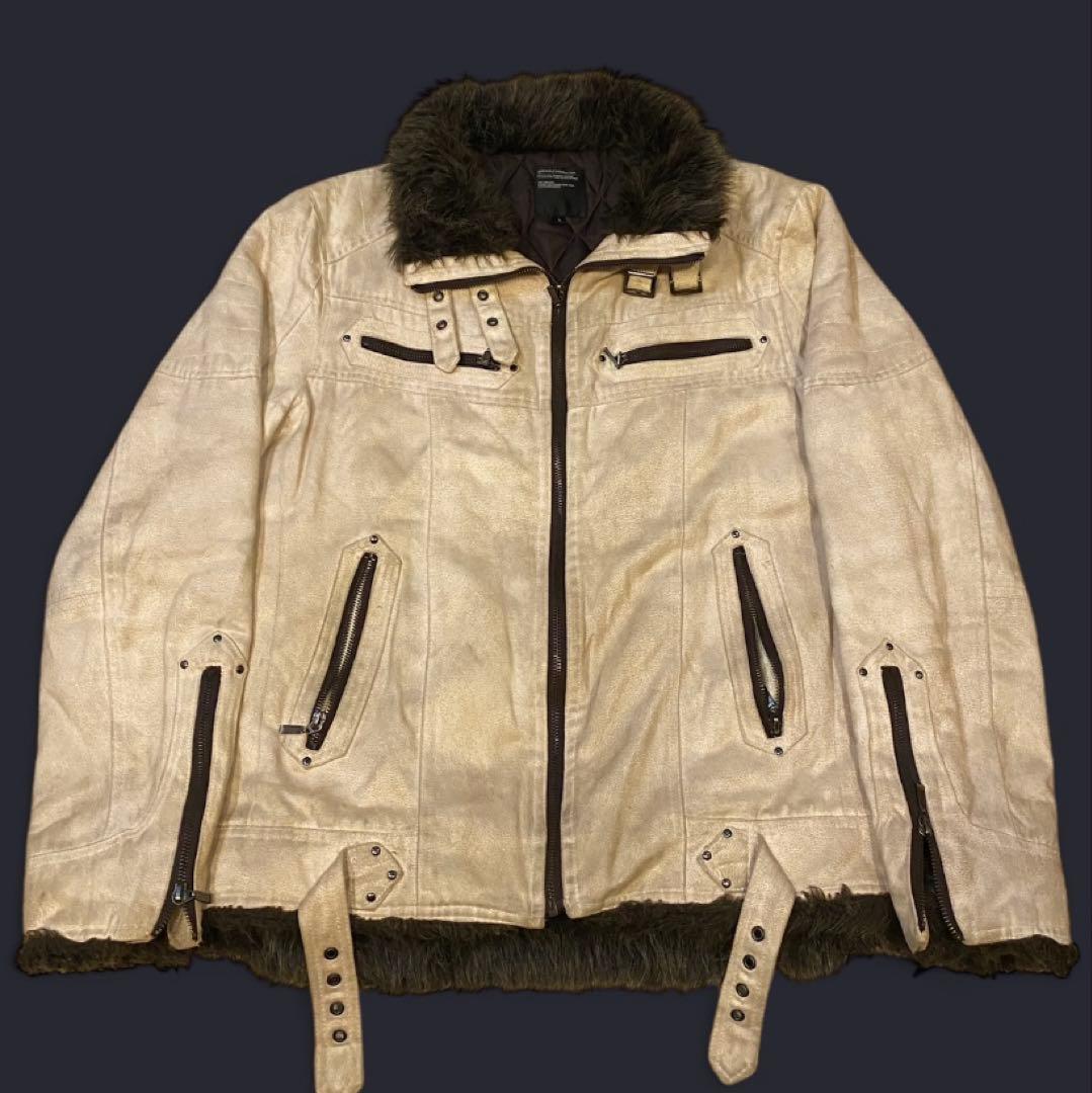 00s y2k ファー　ムートン　平成　ジャケット　ダウン　ギャル男　グランジ