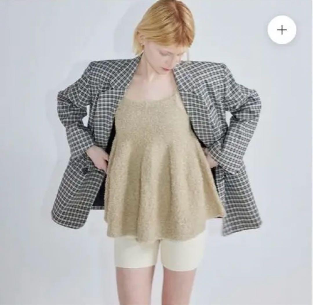 Searoomlynn Ribbon Yarn フレアニットキャミ　ベージュ