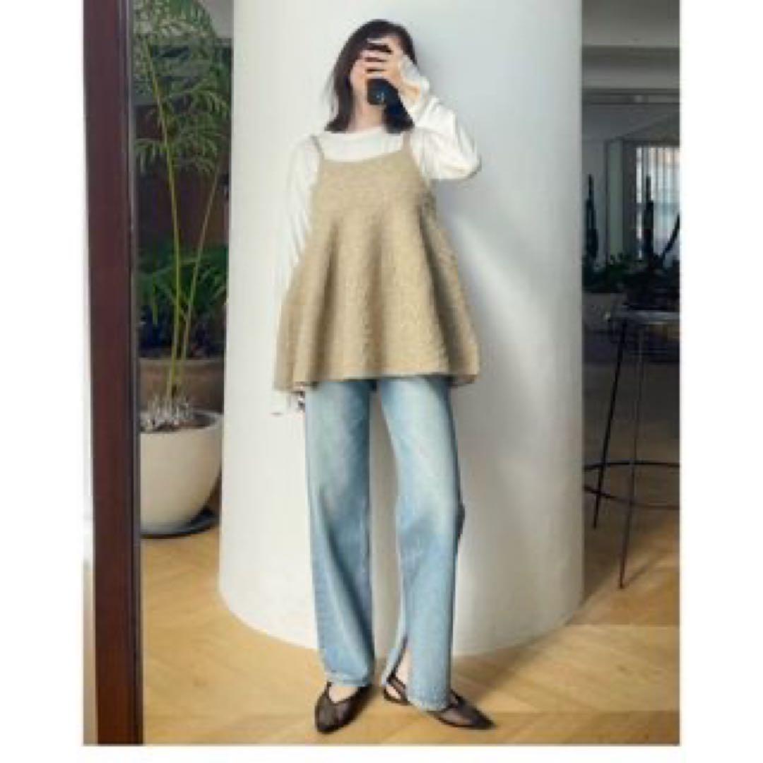 Searoomlynn Ribbon Yarn フレアニットキャミ　ベージュ