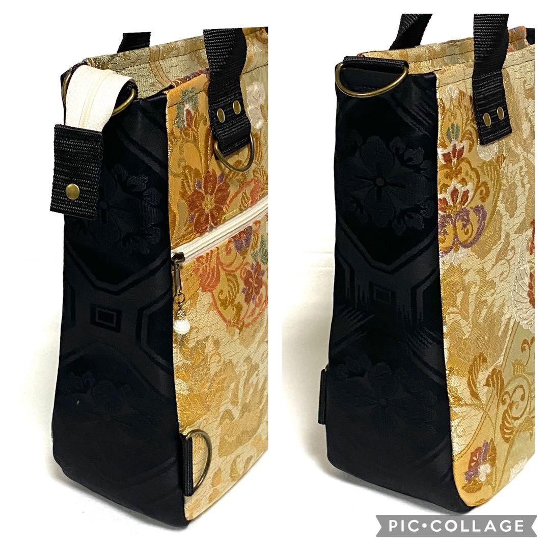 388 帯リメイク　鳳凰の縦型リュック　3wayバッグ