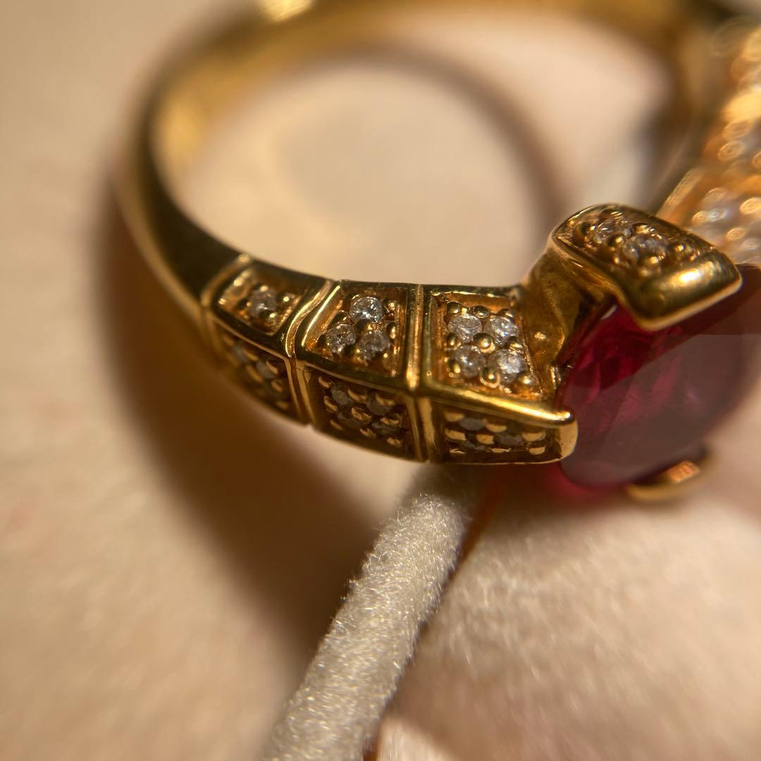k18 ルビー　ダイヤモンド　リング　約11号　1.2カラット
