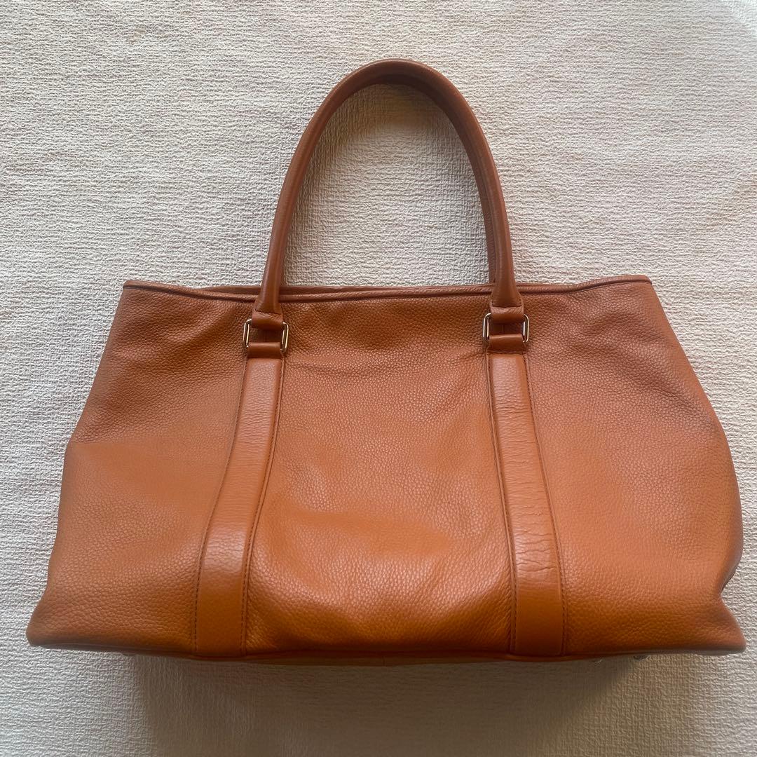 美品✨バーニーズニューヨーク トートバッグビジネス シボ革 A4 キャメル