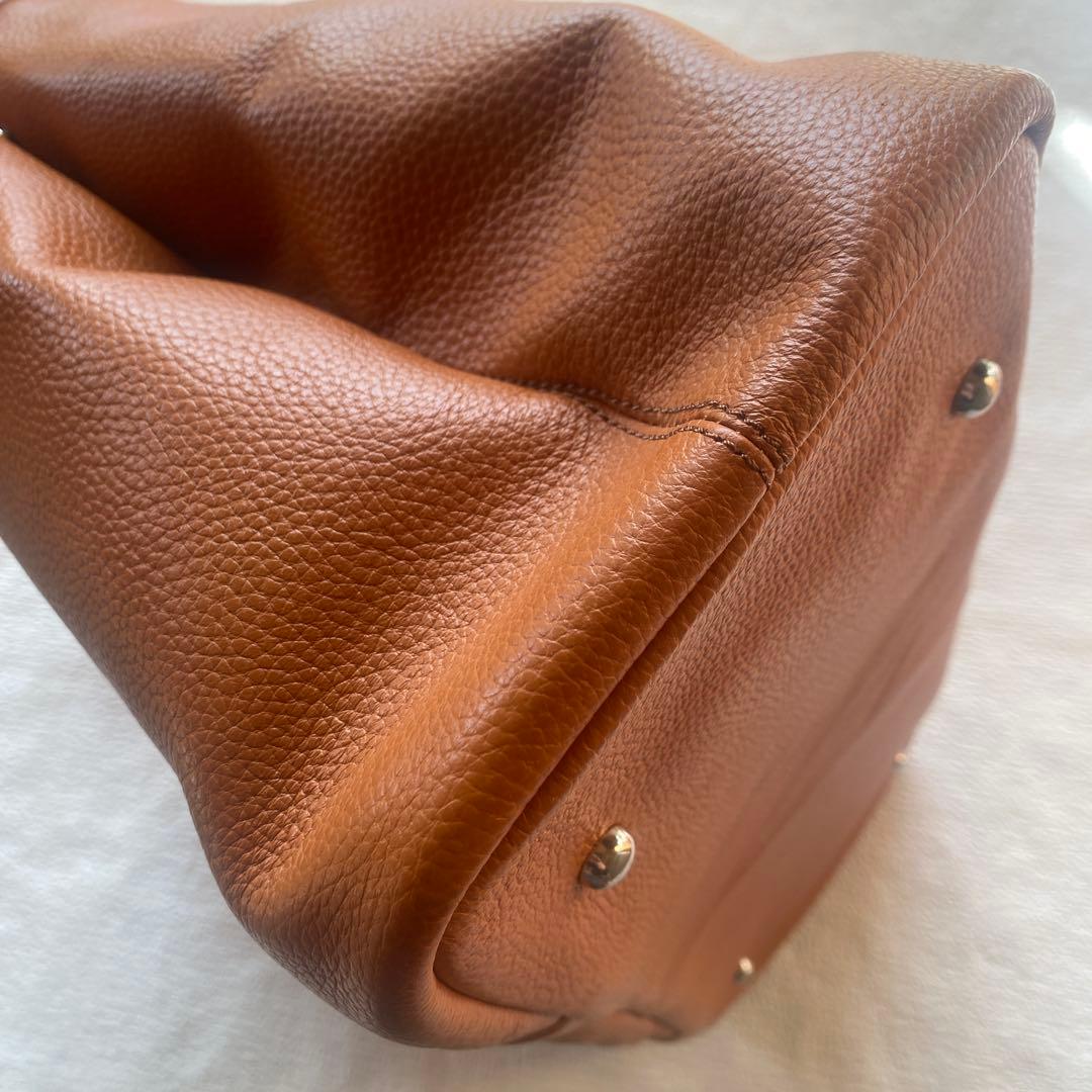 美品✨バーニーズニューヨーク トートバッグビジネス シボ革 A4 キャメル