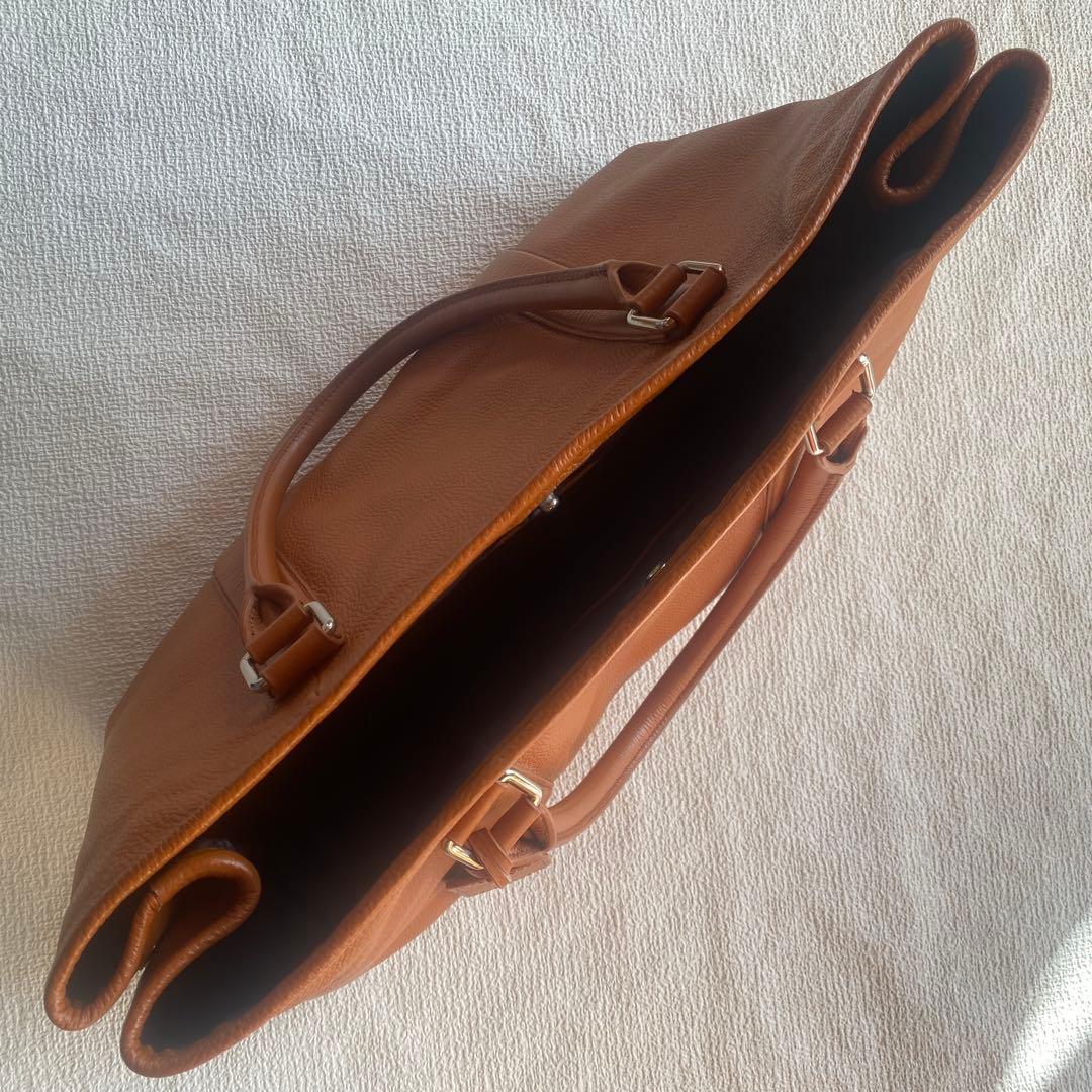 美品✨バーニーズニューヨーク トートバッグビジネス シボ革 A4 キャメル