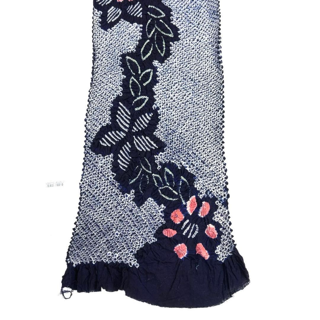 未使用　反物　有松鳴海絞り　浴衣反物　花模様 リーフ　着物　024a d