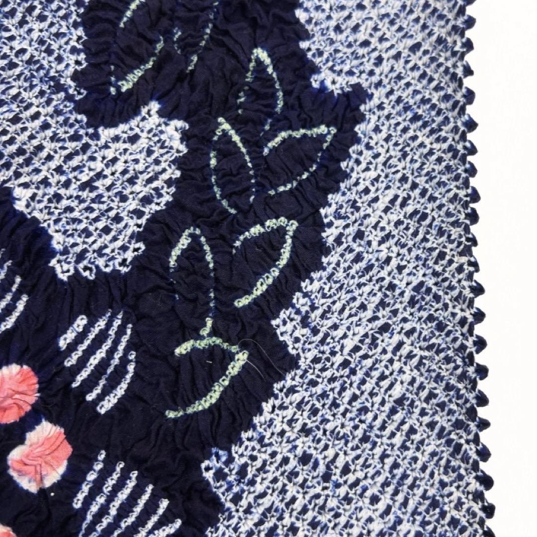 未使用　反物　有松鳴海絞り　浴衣反物　花模様 リーフ　着物　024a d