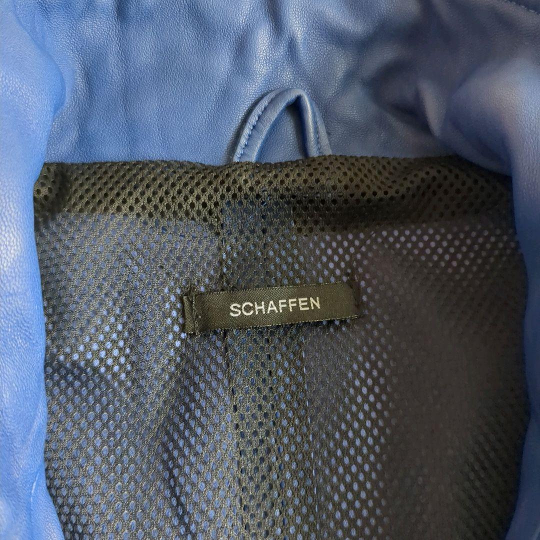 シャッフェン SCHAFFEN シングル ライダースジャケット 羊革 L ブルー